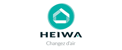 Logo HEIWA avec symbole stylisé d'une maison dans un cercle, et le slogan 'Changez d'air'.